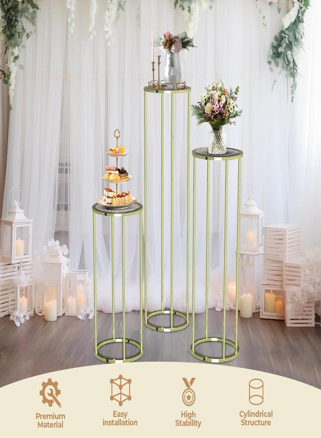 FAHKNS 3PCS Metal Cylinder Pedestal Stand for Party Display Columns Pedestal Stand Cylinder Tables for Weddings Party Birthday Festival Decorations - Image 2